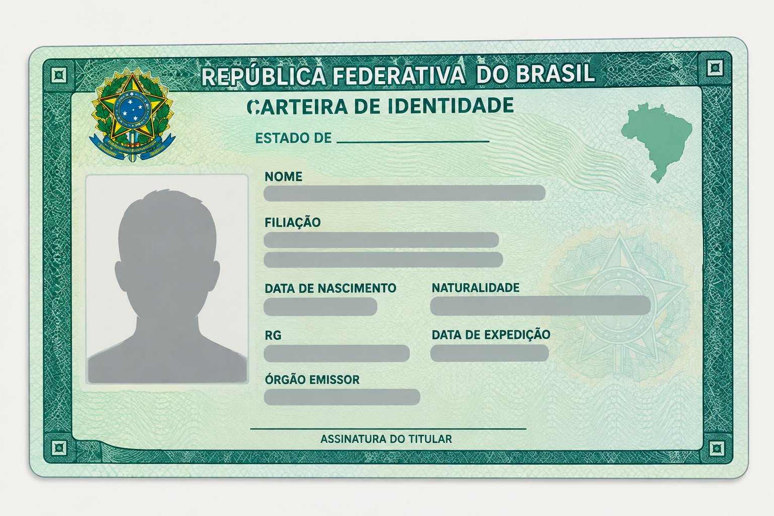 Exemplo da frente de um documento de identidade
