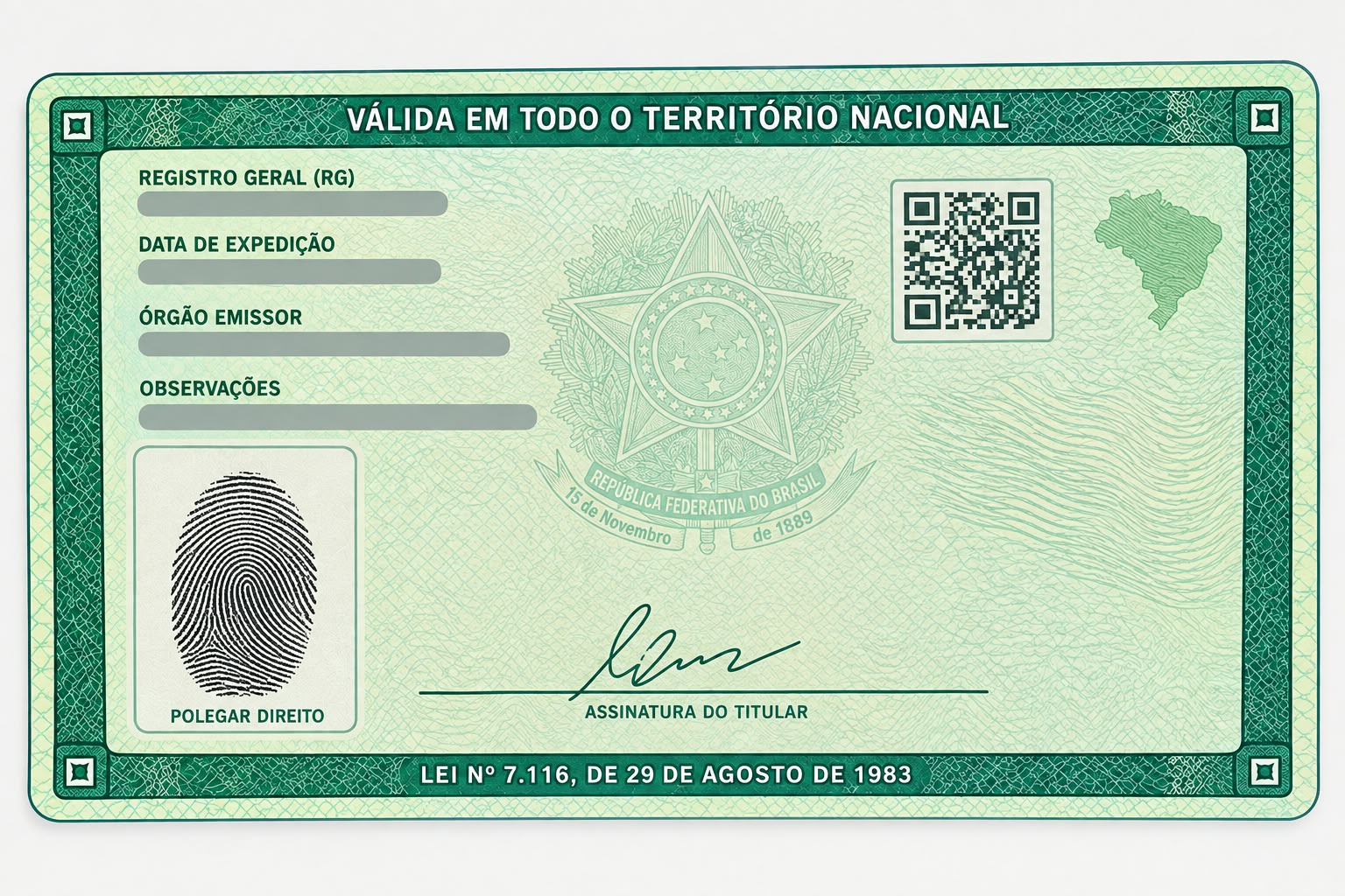 Exemplo do verso de um documento de identidade